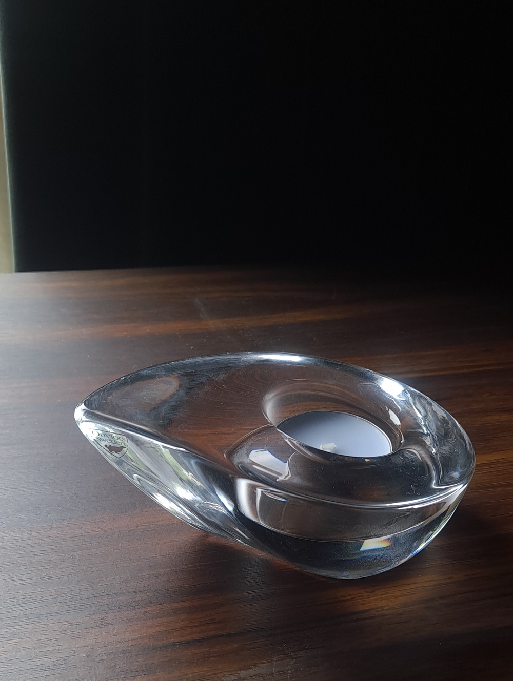 Orrefors SWEDEN Clear Glass Tealight Candle Holder